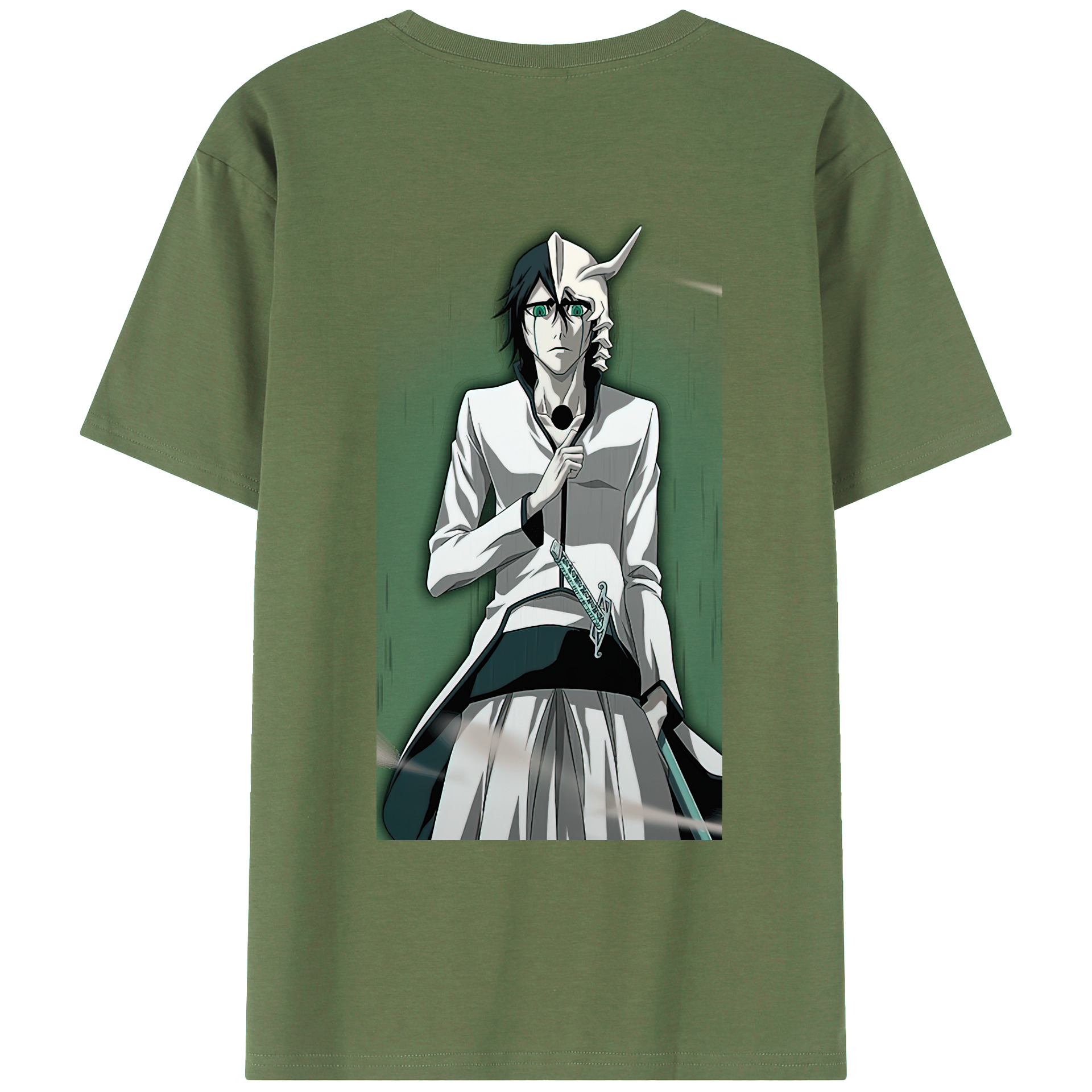 （画像用） ブリーチ ウルキオラ·シファー BLEACH Ulquiorra cifer 綿100％ メンズ半袖Tシャツ（バックプリント） 通気性